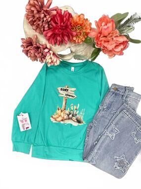 NEW ML KIDS girl's long sleeve top in teal